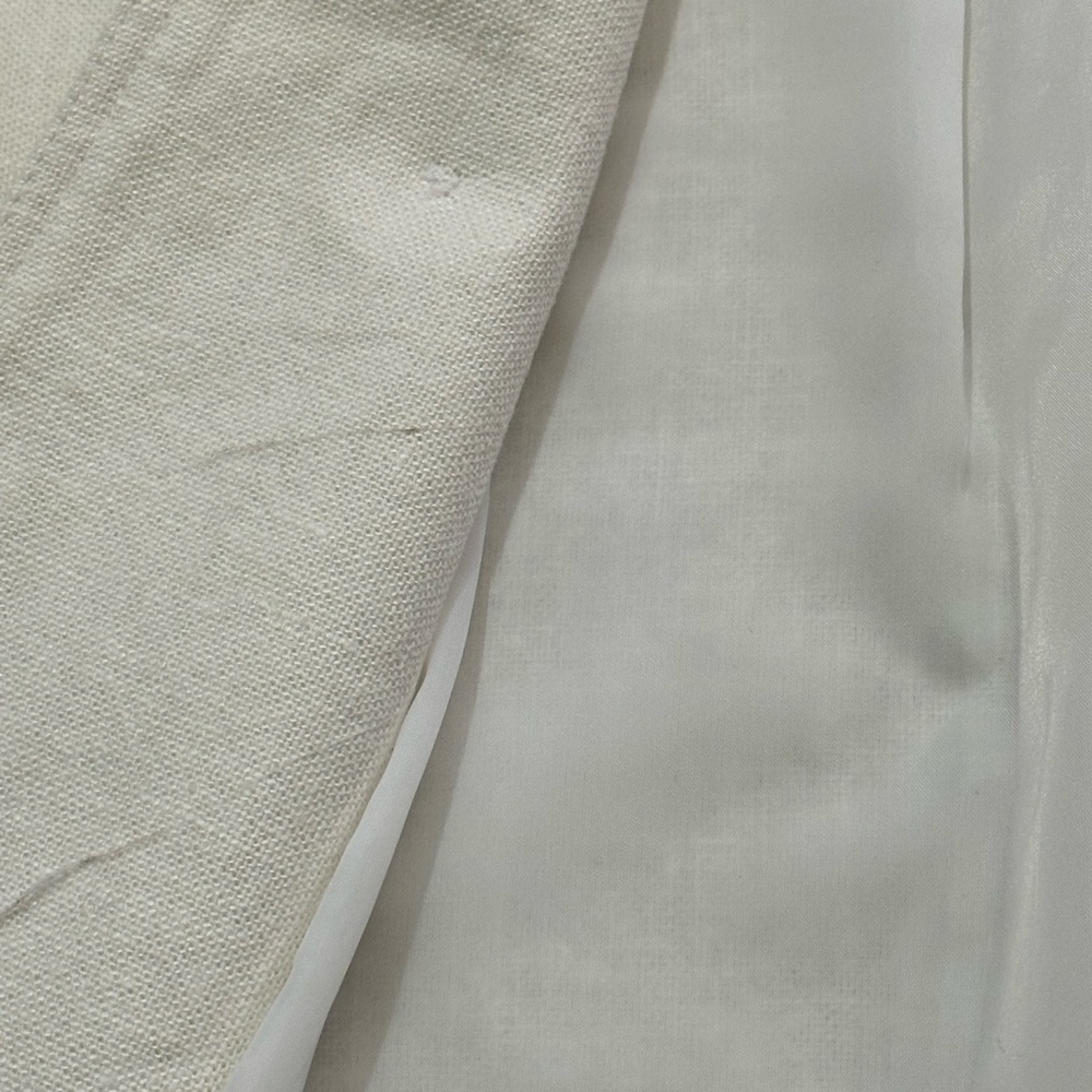 Multiples Ruffled Button Cream And White Linen Bl… - image 6